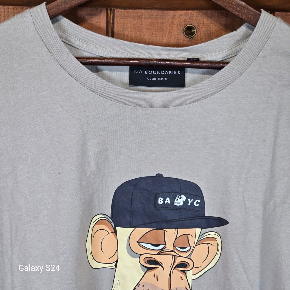 No Boundaries Mens 2XL Bored Ape Yacht Club BAYC Graphic T-Shirt Oversized Tan